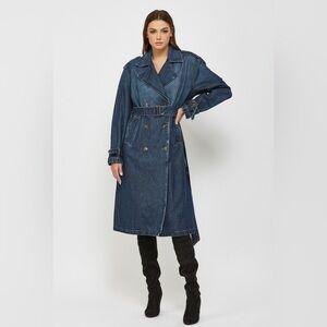 Devon Classic Denim Trench Coat - Dark Wash
